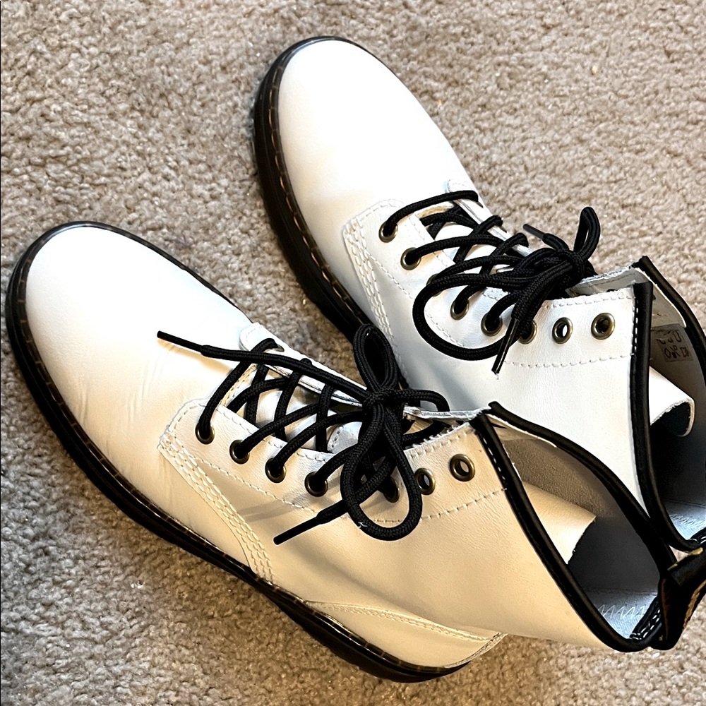 Dr. Martens White Leather Combat Boots